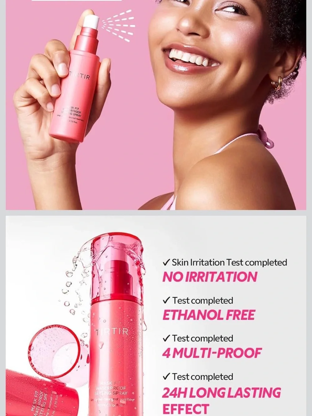 TIRTIR Mask Fit Makeup Fixer & Waterproof Setting Spray Duo — Red and Pink